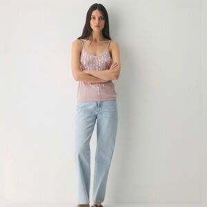 A|X Y2K Dusty Rose Sequin Paillette Knit Camisole Top